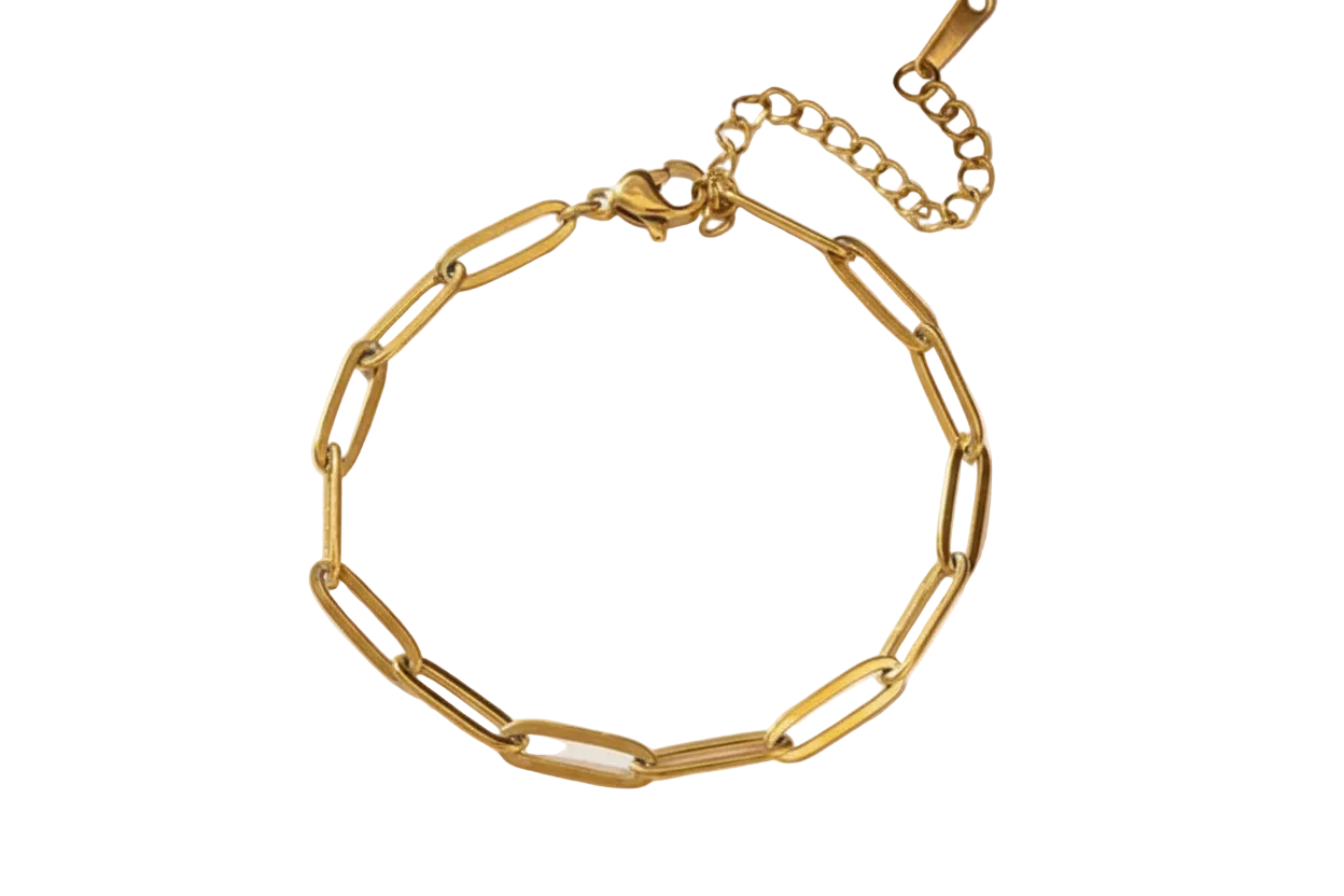 Lisa Paperclip Bracelet, 18K Gold Plated Steel