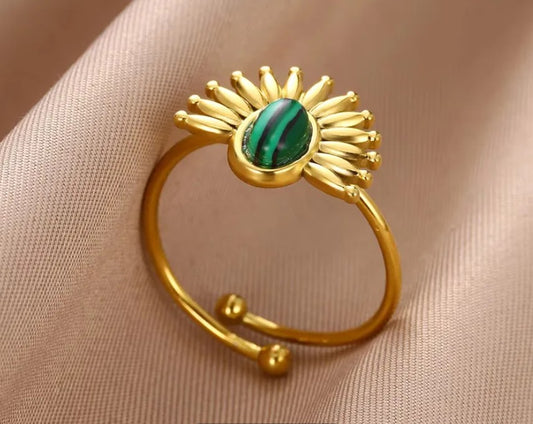 Ty 18K Gold-Plated Burst Ring Stone