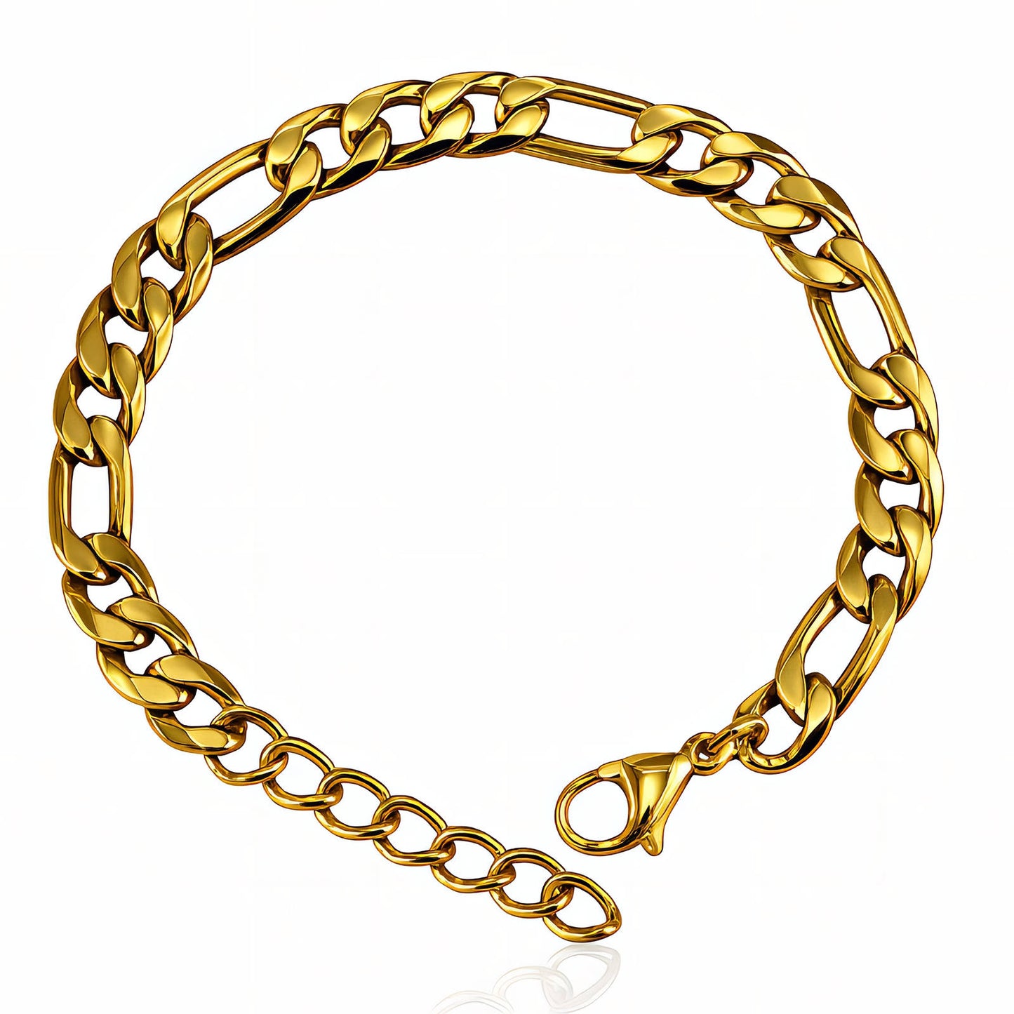 Gold chain bracelet on a white background