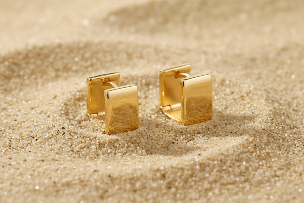 So Square Earrings 18K Gold Plated