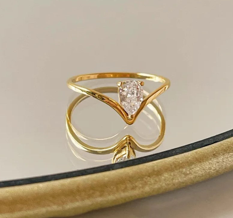 Nanette Gold Plated Cubic Zirconia Ring 18K