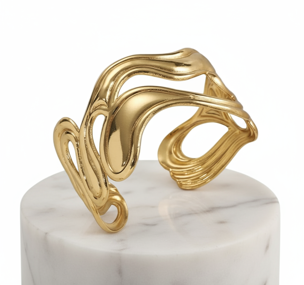 Gili 18K Gold Plated Abstract Bracelet Bangle Jewelry