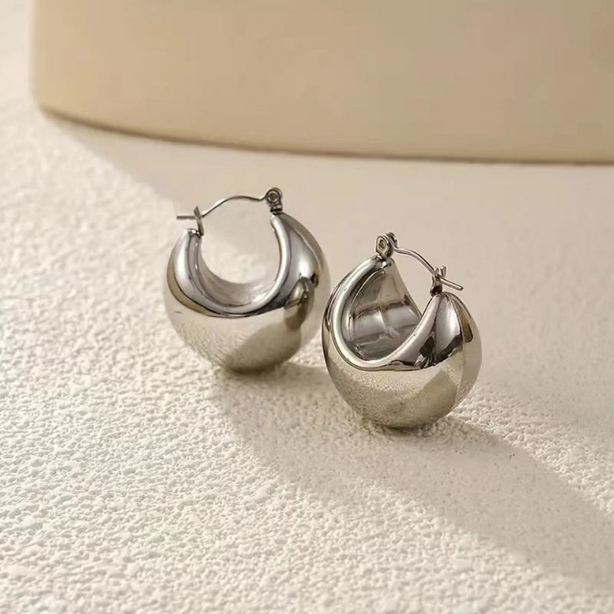 Perfect Pear Earrings Gold Plated Huggies Silver